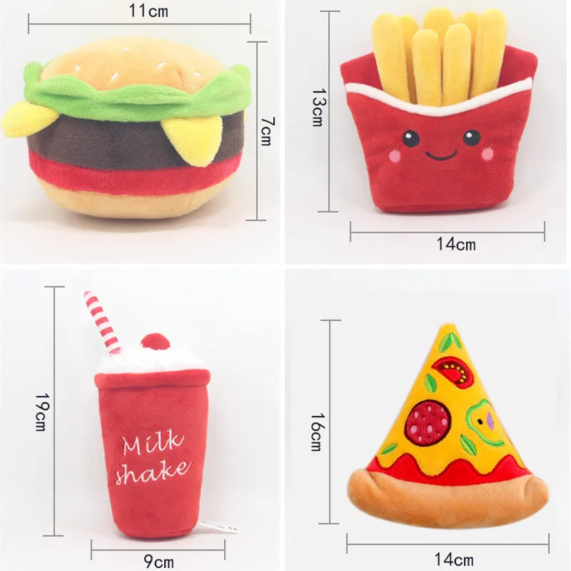 Hamburger Pet Dog Chew Safe Milkshake Funny Dog Chew Toy Comfortable Puppy Molar Toy Pizza Plush Doll Pet Supplies Accessories