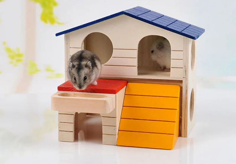 Layered Wooden House Hamster House Fun Little Pet Villa