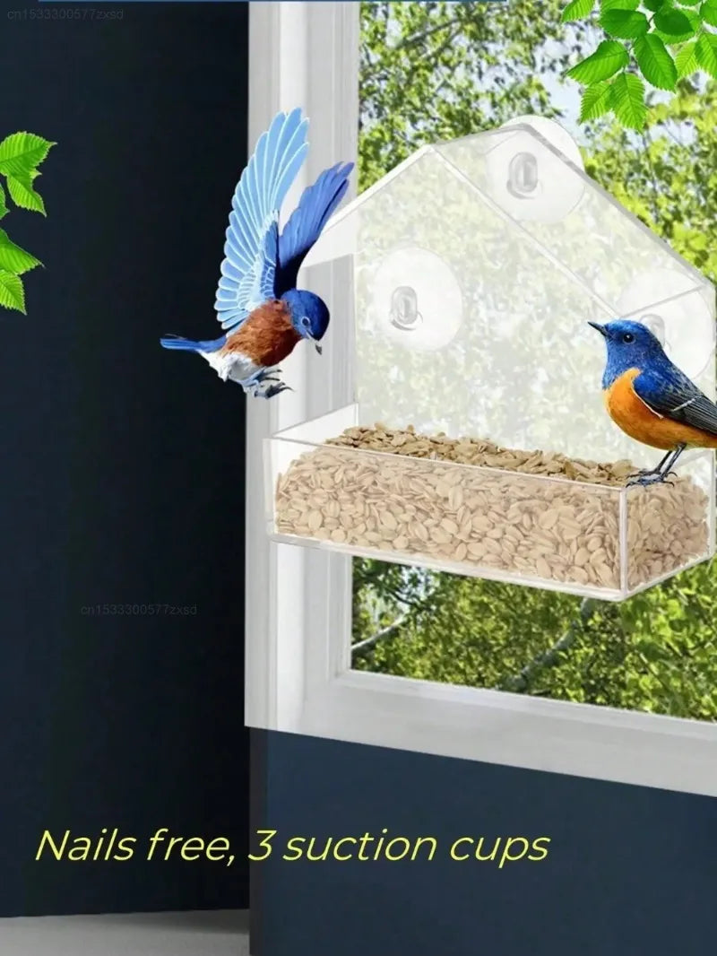 Acrylic Window Bird Feeder – Clear Hanging Feeder with Suction Cup for Outdoor Garden