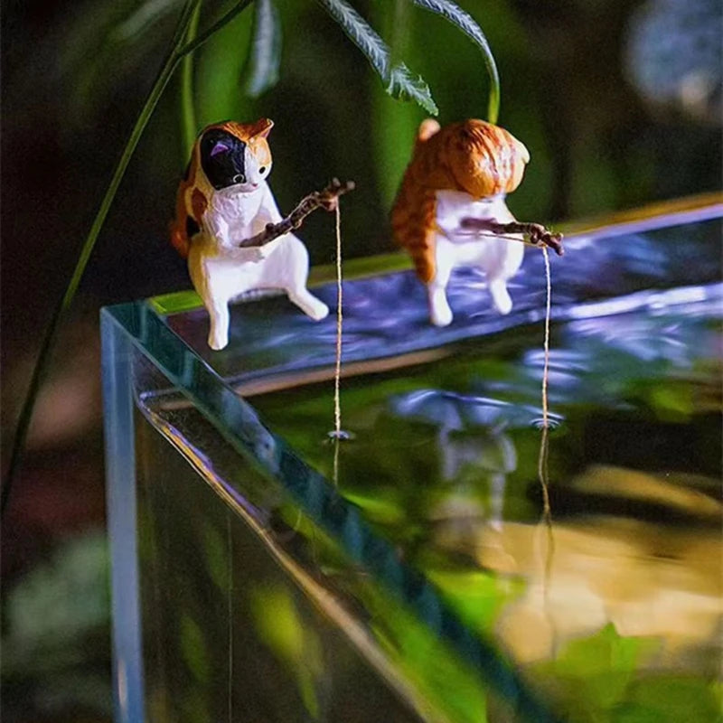 Aquarium Decoration Mini Cat Statue Fish Tank