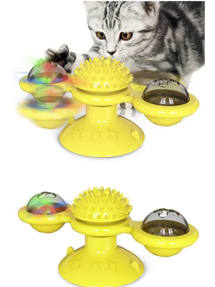 Windmill Cat Toy Interactive Pet Toys for Cats Puzzle Cat Game Toy With Whirligig Turntable for Kitten Brush Teeth Pet Supplies