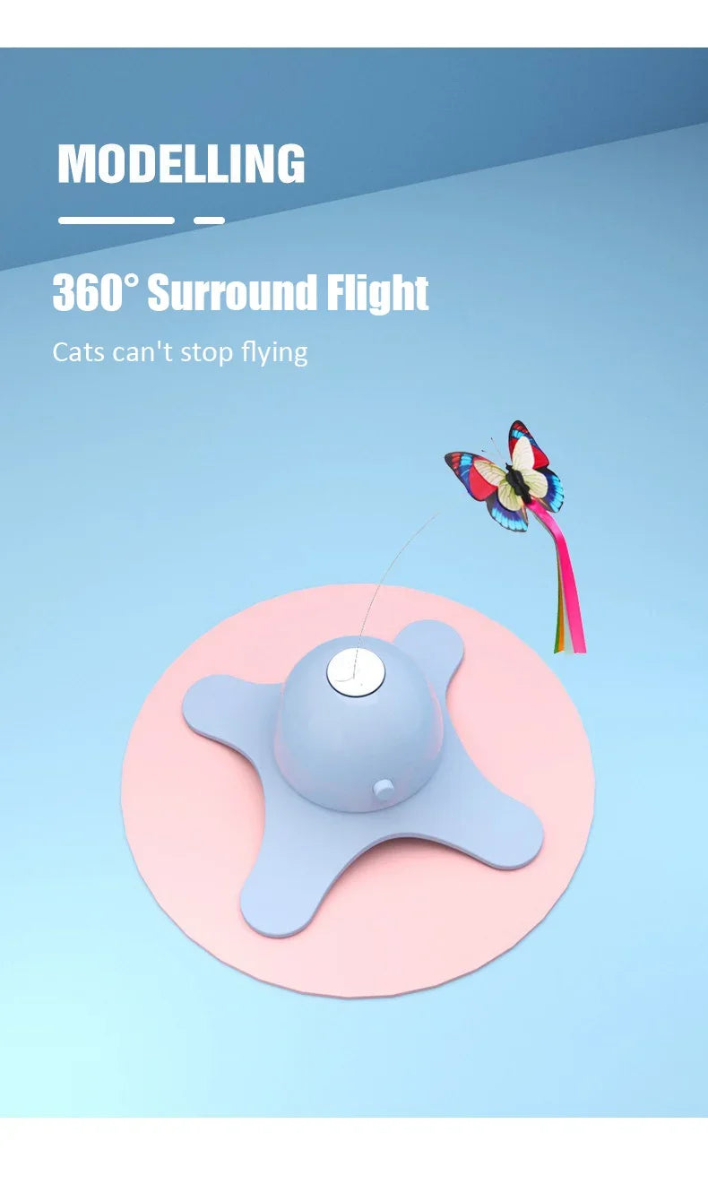 Cat Toys Electric Self-Hi Butterfly Turntable Toys Not Easily Poured Smart Teaser Cats Stick Replaceable Butterflies Supplies