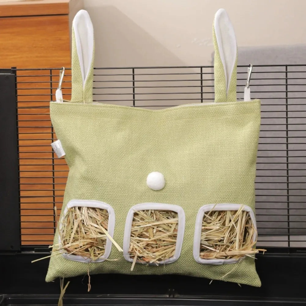 Rabbit Ear Hay Feeder Hanging Pouch Bunny feeding