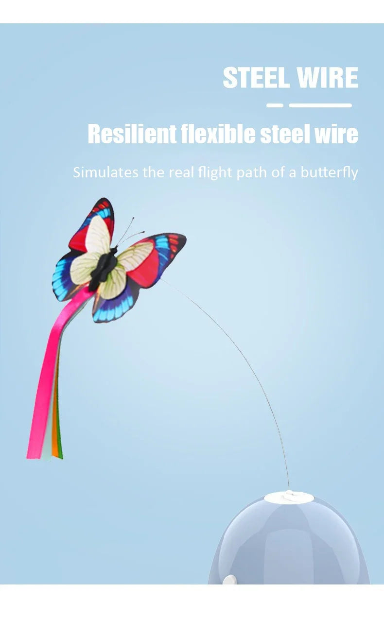 Cat Toys Electric Self-Hi Butterfly Turntable Toys Not Easily Poured Smart Teaser Cats Stick Replaceable Butterflies Supplies