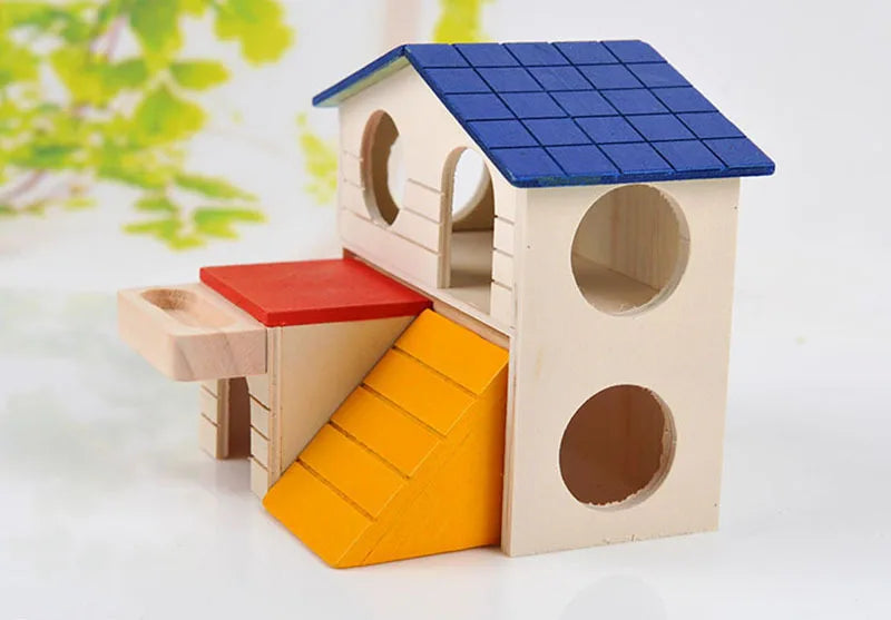 Layered Wooden House Hamster House Fun Little Pet Villa