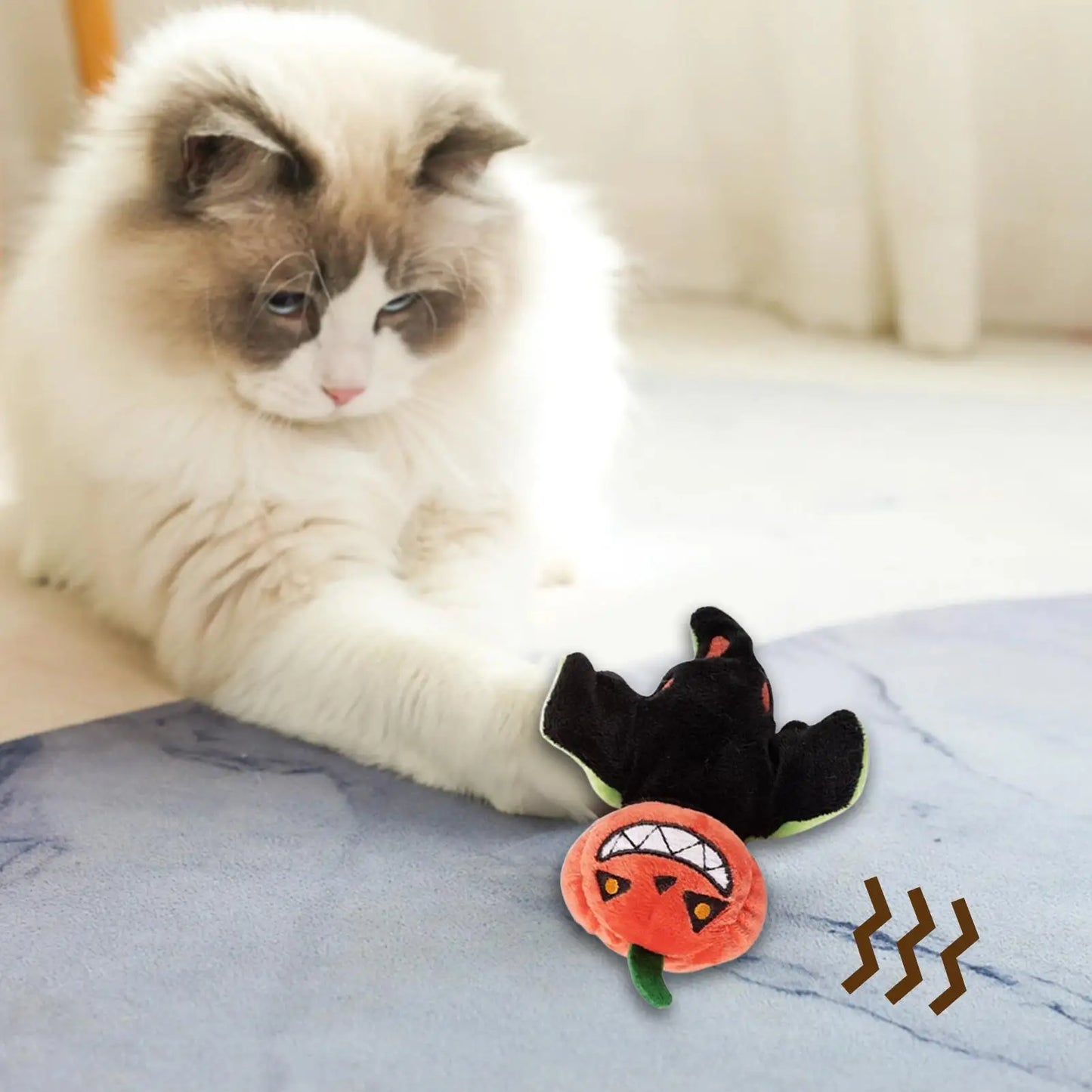 Touch-Activated Flapping Cat Pumpkin