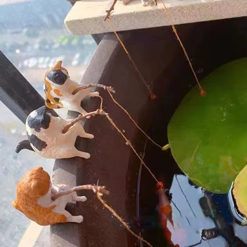 Aquarium Decoration Mini Cat Statue Fish Tank