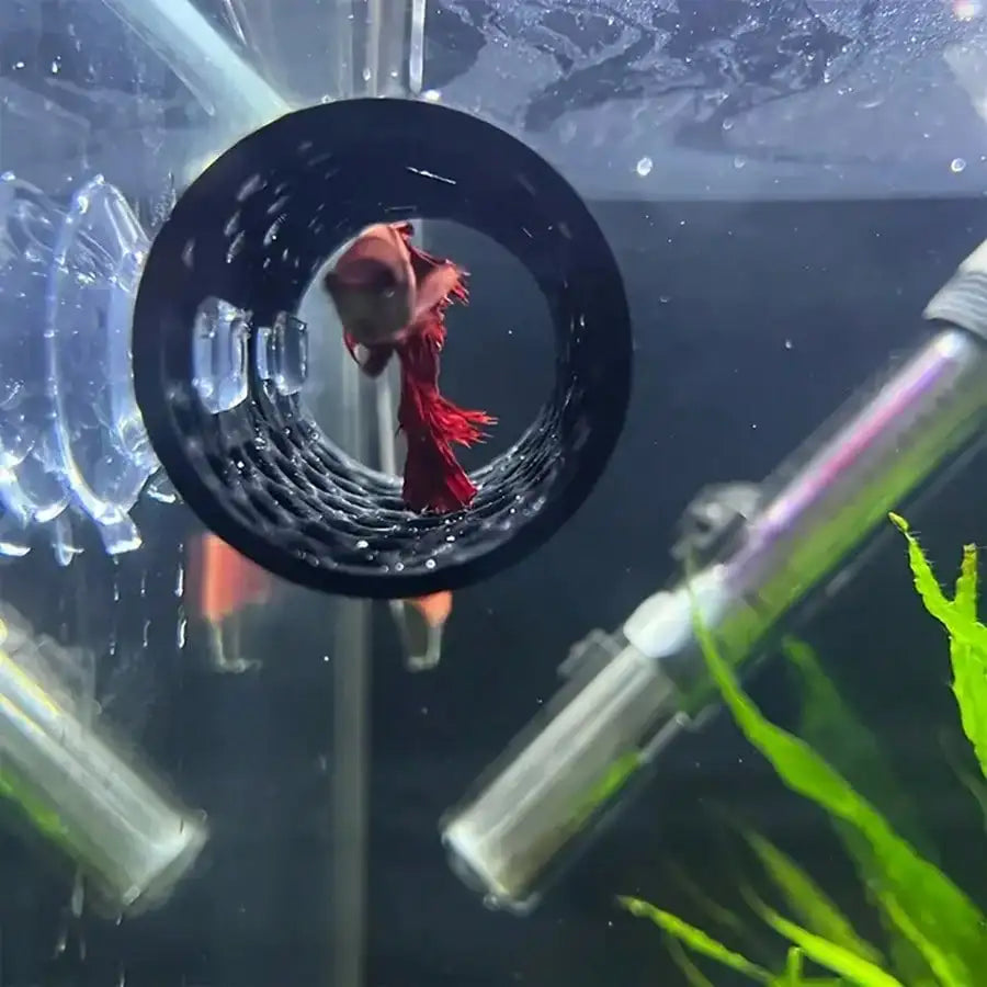 Aquarium Fish Hideout Black Hollow Tube with Suction Cup for Betta and Small Fish Tank Decoration