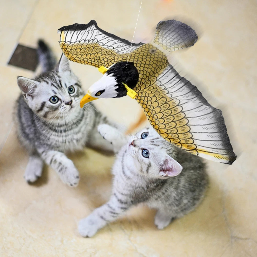 Automatic Interactive Cat Toy with Simulation Bird Design Funny Self-Hanging Door Scratch Rope Eagle Cat Stick for Entertainment