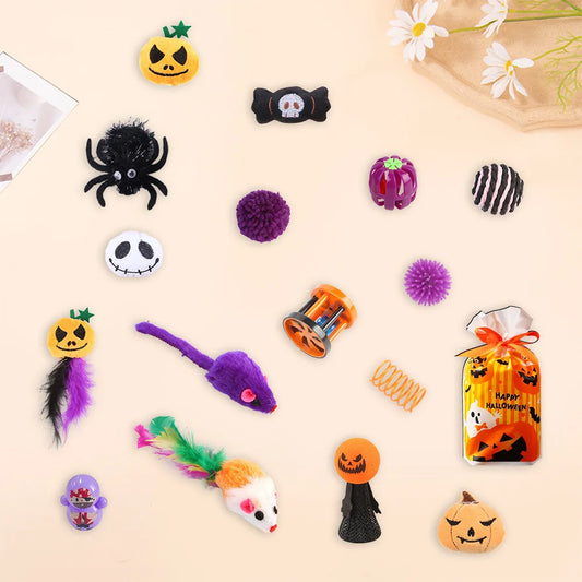Pumpkin Bat Spider Cat Toy Set
