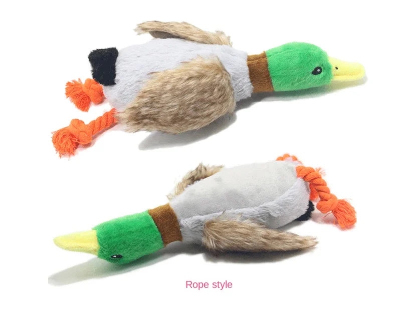 Dog Chew Toys Cute Plush Duck Sound Toy Stuffed Squeaky Animal Squeak Dog Toy Cleaning Tooth Dog Chew Rope Toys