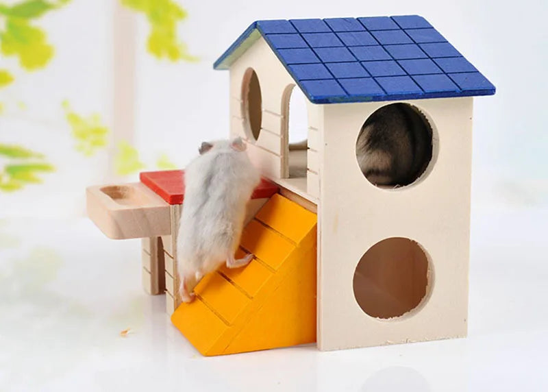 Layered Wooden House Hamster House Fun Little Pet Villa