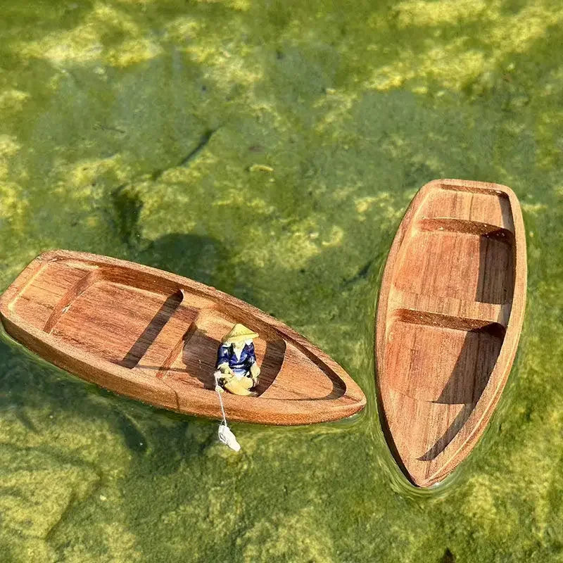 Handmade Wooden Boat Aquarium Decoration