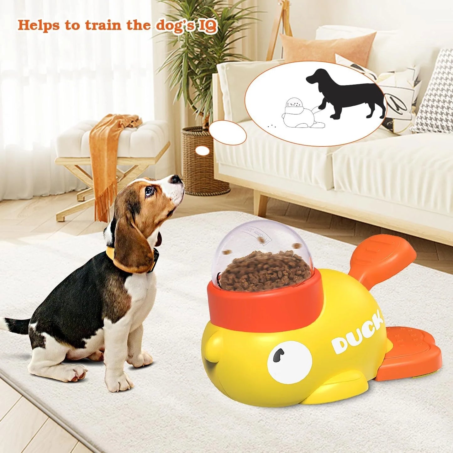 Dog Toys Interactive Treat Dispenser Toy Food Puzzle Slow Feeder Pet Cat Food Leaking Toy Cute Yellow Duck Shape Pet Supplies