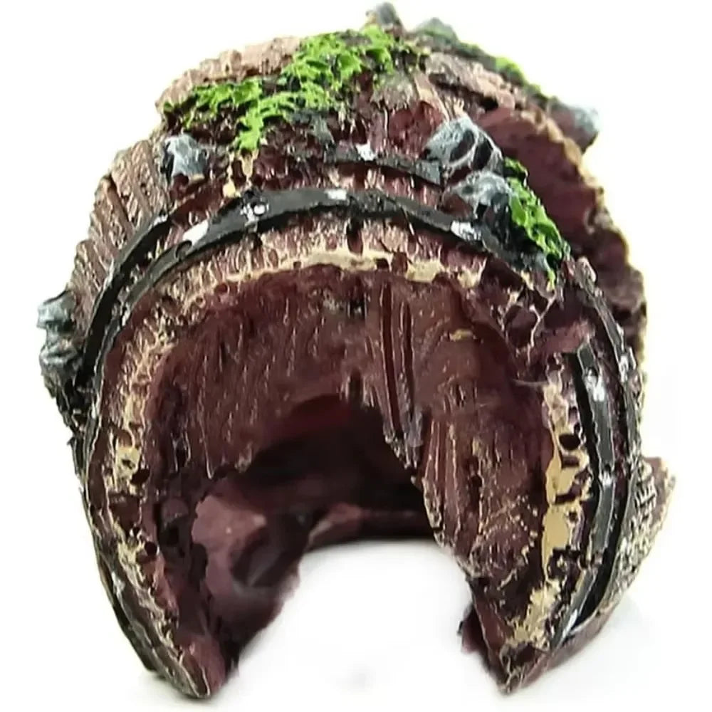 Aquarium Artificial Barrel Cave Resin Ornaments Decorations