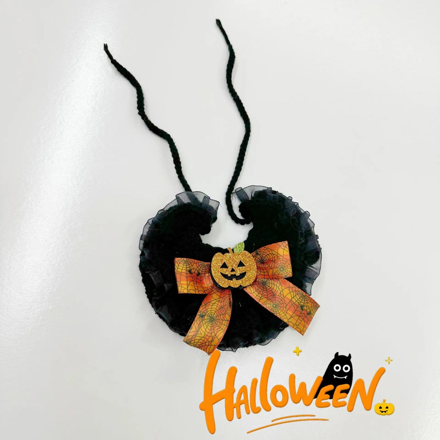 Handmade Halloween Pet Collar – Knitted Crochet Scarf for Cats & Dogs Pumpkin Design