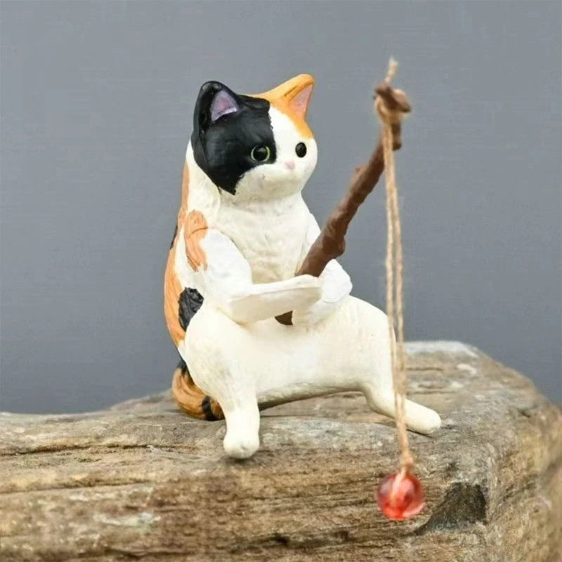 Aquarium Decoration Mini Cat Statue Fish Tank