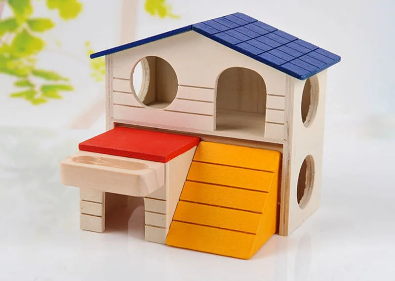 Layered Wooden House Hamster House Fun Little Pet Villa