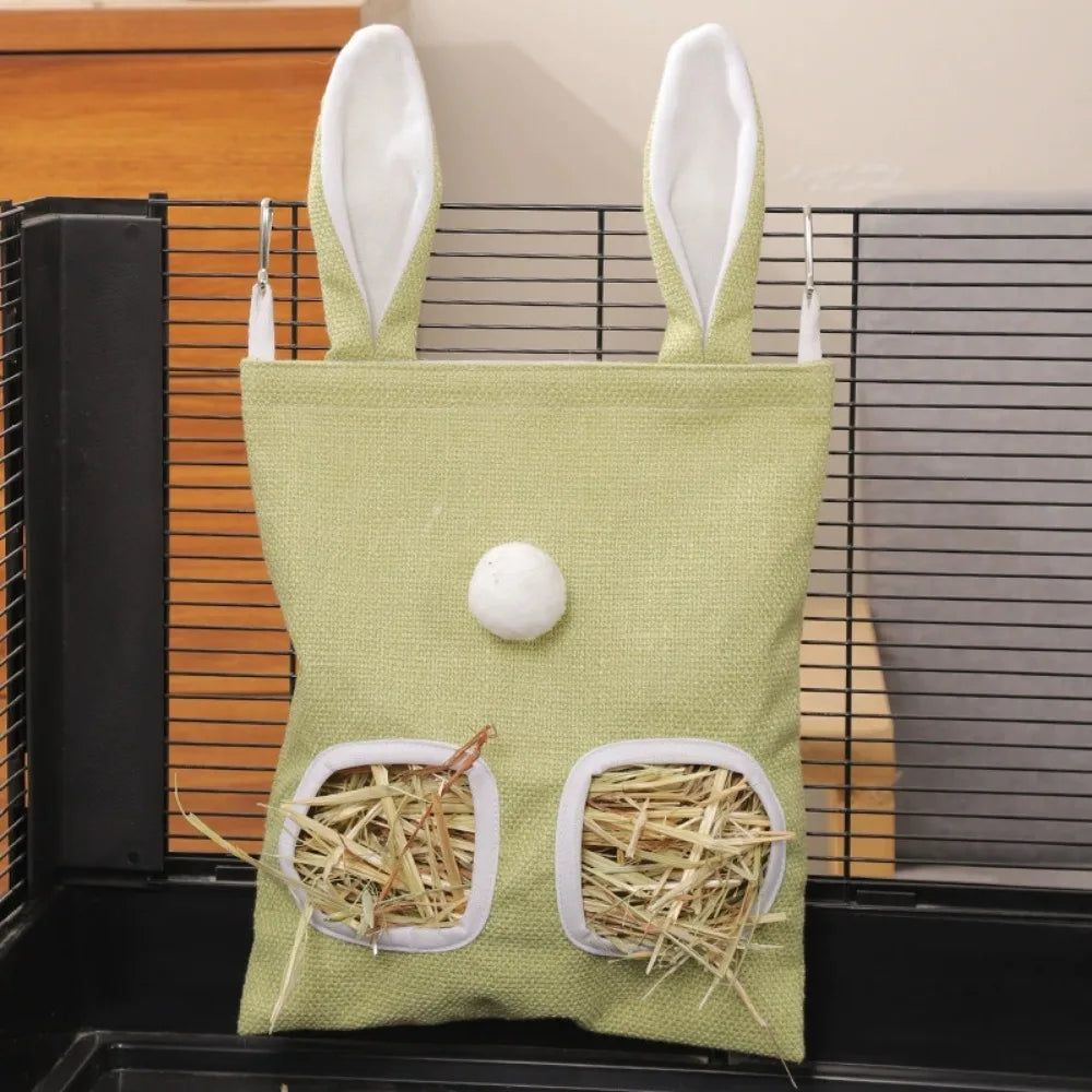 Rabbit Ear Hay Feeder Hanging Pouch Bunny feeding