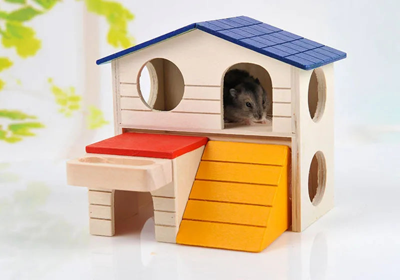 Layered Wooden House Hamster House Fun Little Pet Villa