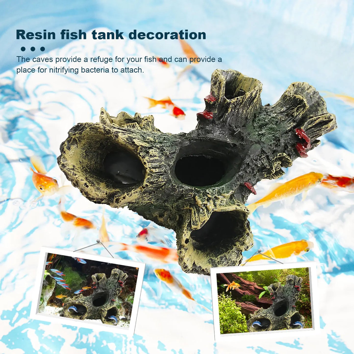 Aquarium Hollow Log Decor Multifunction