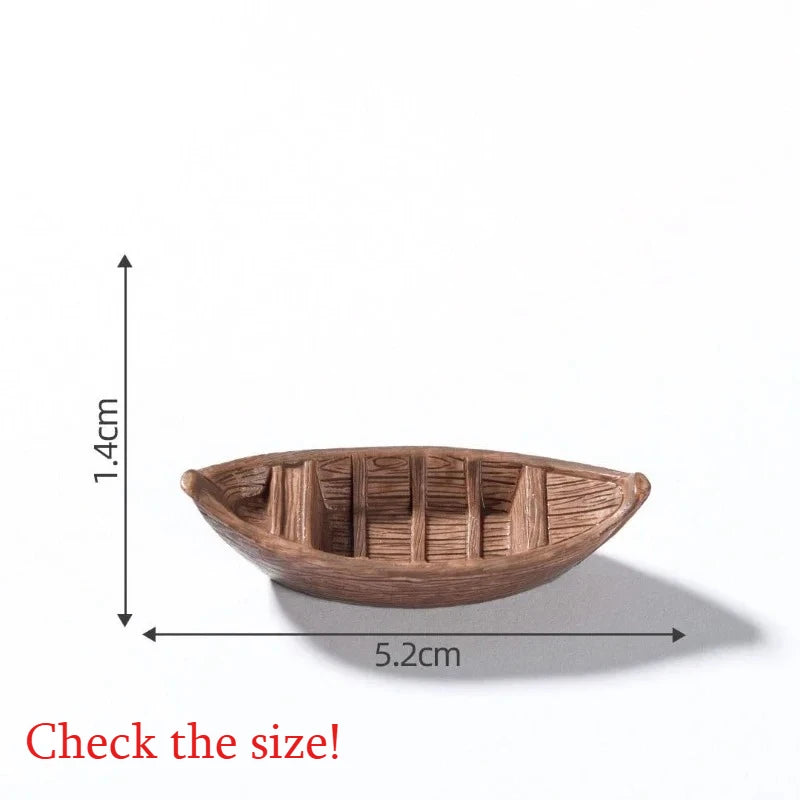 Handmade Wooden Boat Aquarium Decoration