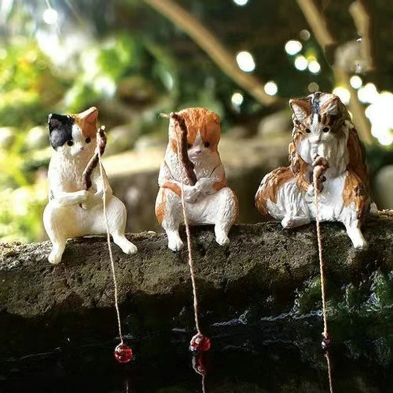 Aquarium Decoration Mini Cat Statue Fish Tank