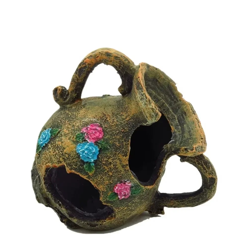 Aquarium Artificial Barrel Cave Resin Ornaments Decorations