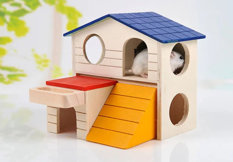 Layered Wooden House Hamster House Fun Little Pet Villa