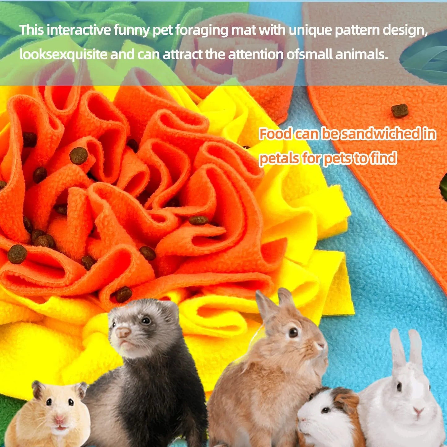 Small Pet Snuffle Mat, Rabbit Foraging Mat, Hamster Scent TrainingBlanket