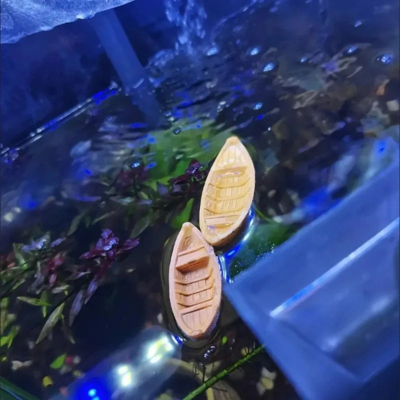 Handmade Wooden Boat Aquarium Decoration