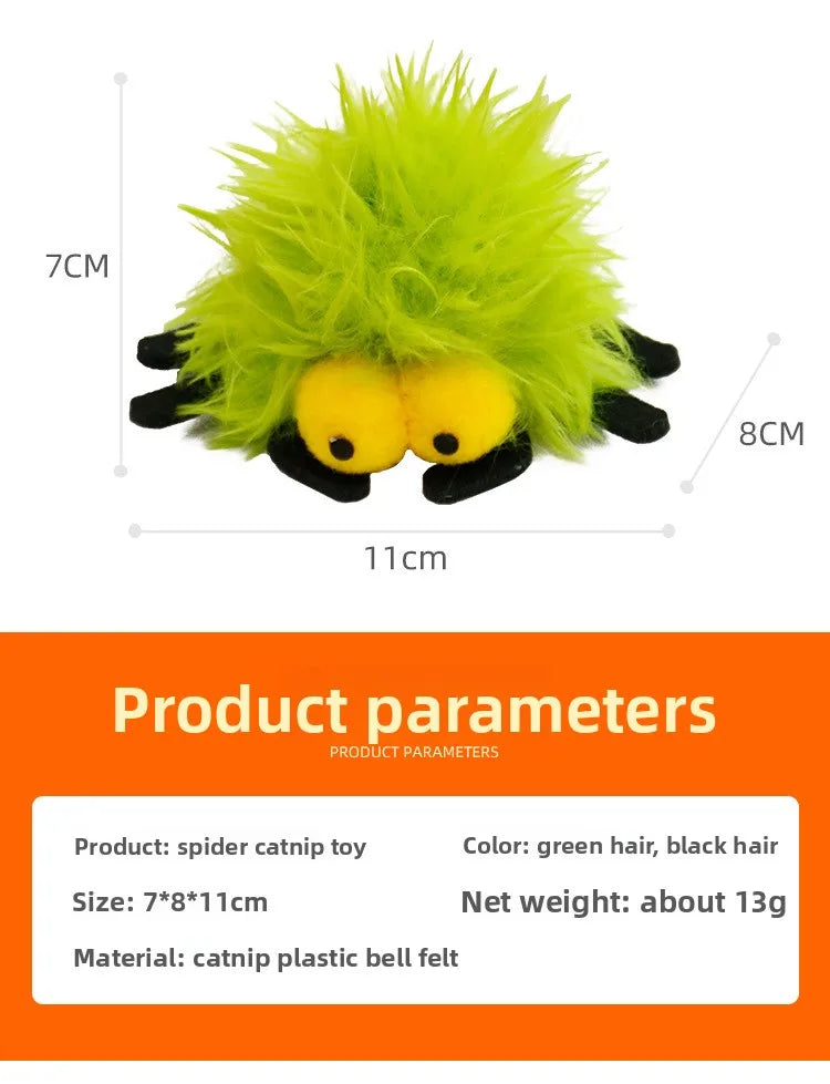 Halloween Catnip Toys That Can't Be Easily Bitten Funny Cat Pet Supplie Plush Long Haired Spiders with Bells Interactive Cat Toy