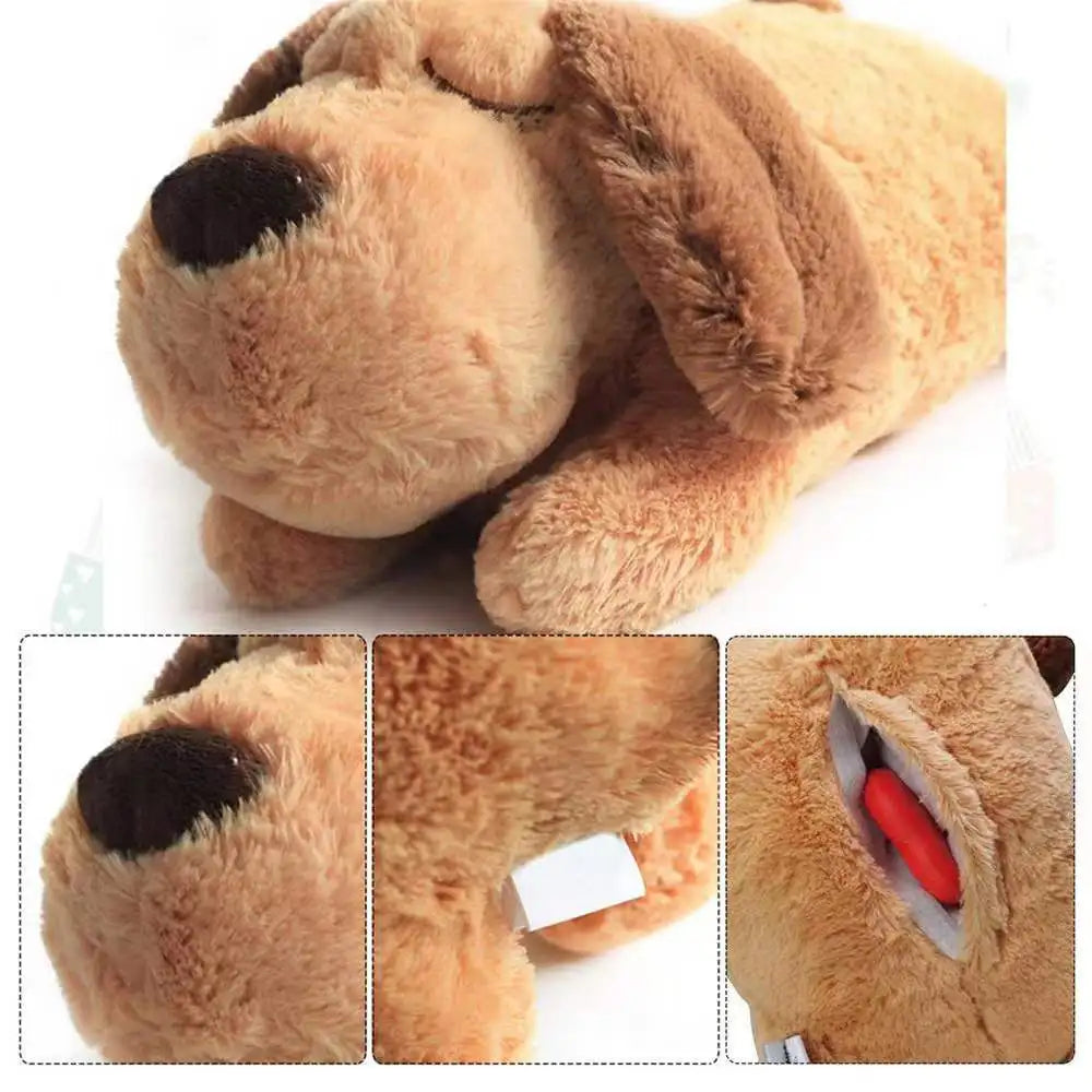 【Calming Anxiety Relief】Dog Plush Toy with Heartbeat Simulator Warm Puppy Sleep Companion Stress Relief Cuddly Toy for Anxious