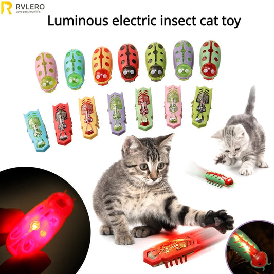 Cat Toys Luminescence Electric Worms Pet Interactions Insects Beetle Micro Worms Automatic Flipping Obstacle Avoidance Plaything