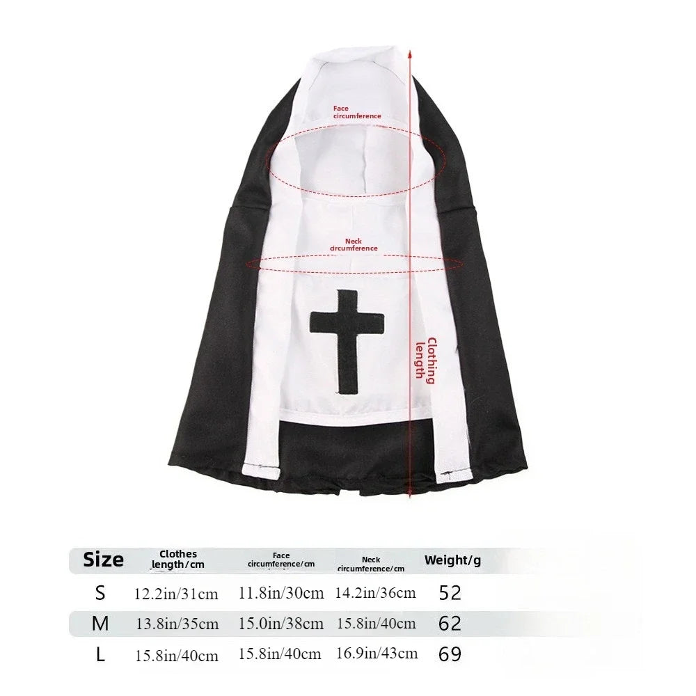 Funny Dog Cat Nun Costume – Halloween Pet Outfit with Cute Cape for Small & Medium Pets