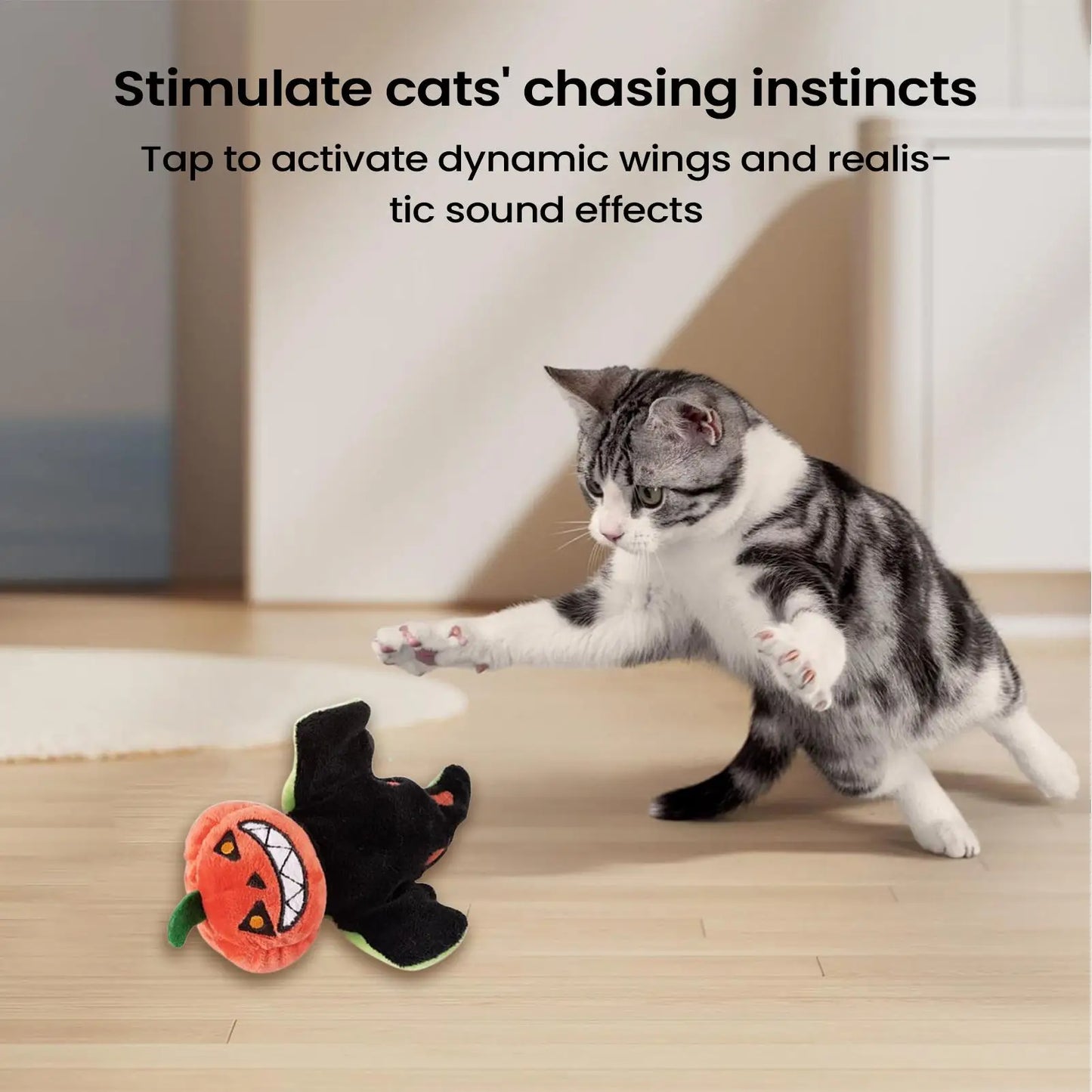 Touch-Activated Flapping Cat Pumpkin