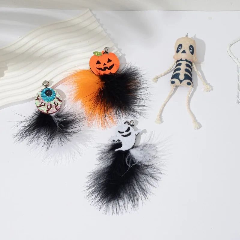 Pumpkin Ghost Cat Teaser Wand