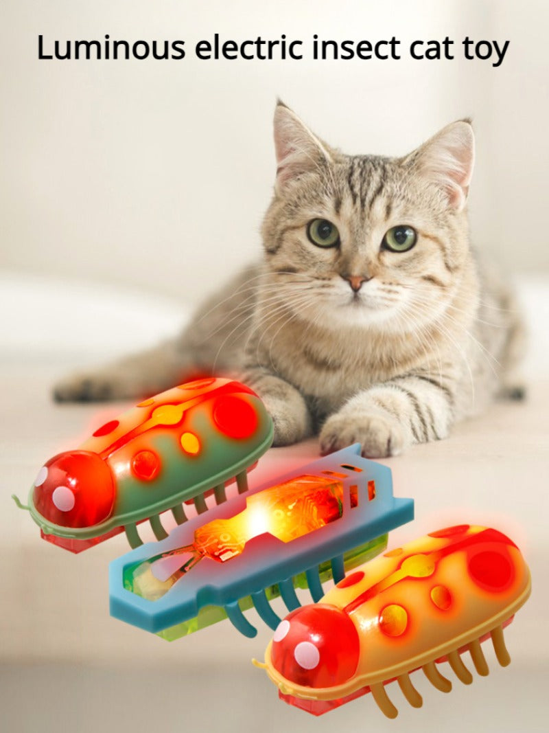 Cat Toys Luminescence Electric Worms Pet Interactions Insects Beetle Micro Worms Automatic Flipping Obstacle Avoidance Plaything