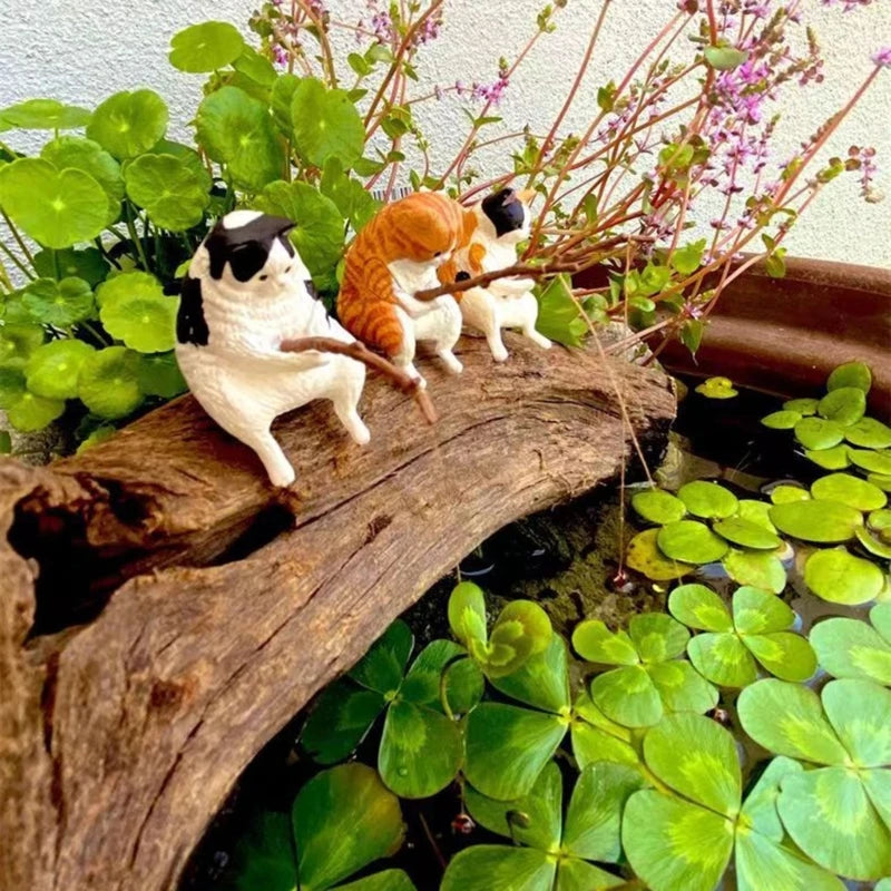 Aquarium Decoration Mini Cat Statue Fish Tank
