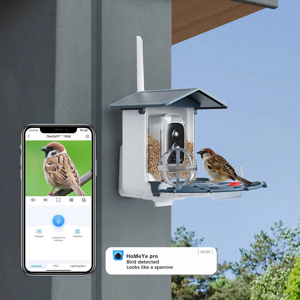 XVIM 3MP WiFi Automatic Smart Bird Feeder Motion Detection Color Night Vision Device  iCSee App Control Sunlight Wildlife Camera