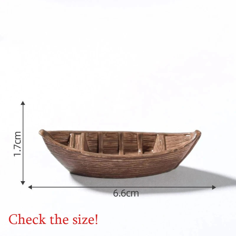 Handmade Wooden Boat Aquarium Decoration