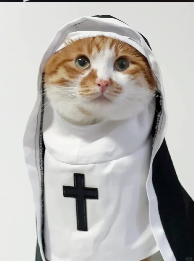 Funny Dog Cat Nun Costume – Halloween Pet Outfit with Cute Cape for Small & Medium Pets