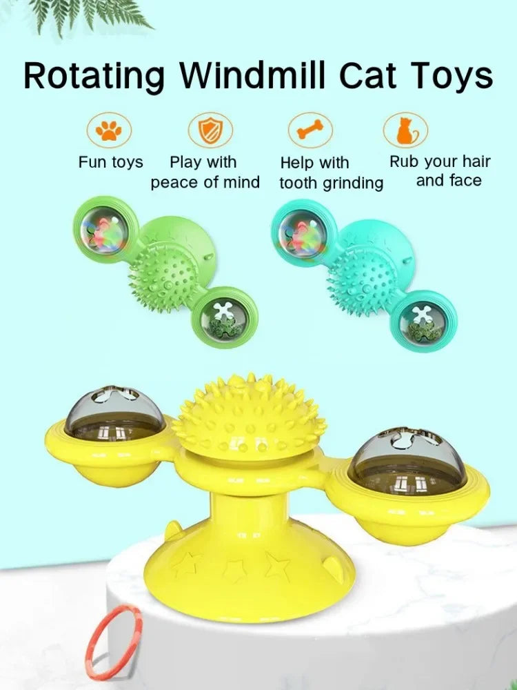 Windmill Cat Toy Interactive Pet Toys for Cats Puzzle Cat Game Toy With Whirligig Turntable for Kitten Brush Teeth Pet Supplies