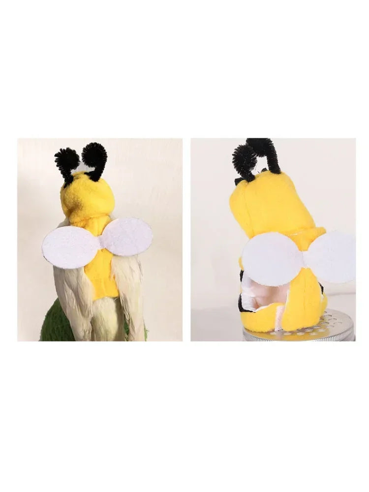 Bee-Shaped Bird Costume – Winter Warm Flying Suit & Hooded Hat for Parrots