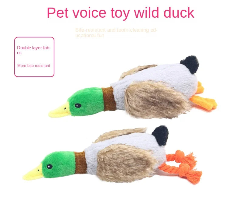 Dog Chew Toys Cute Plush Duck Sound Toy Stuffed Squeaky Animal Squeak Dog Toy Cleaning Tooth Dog Chew Rope Toys