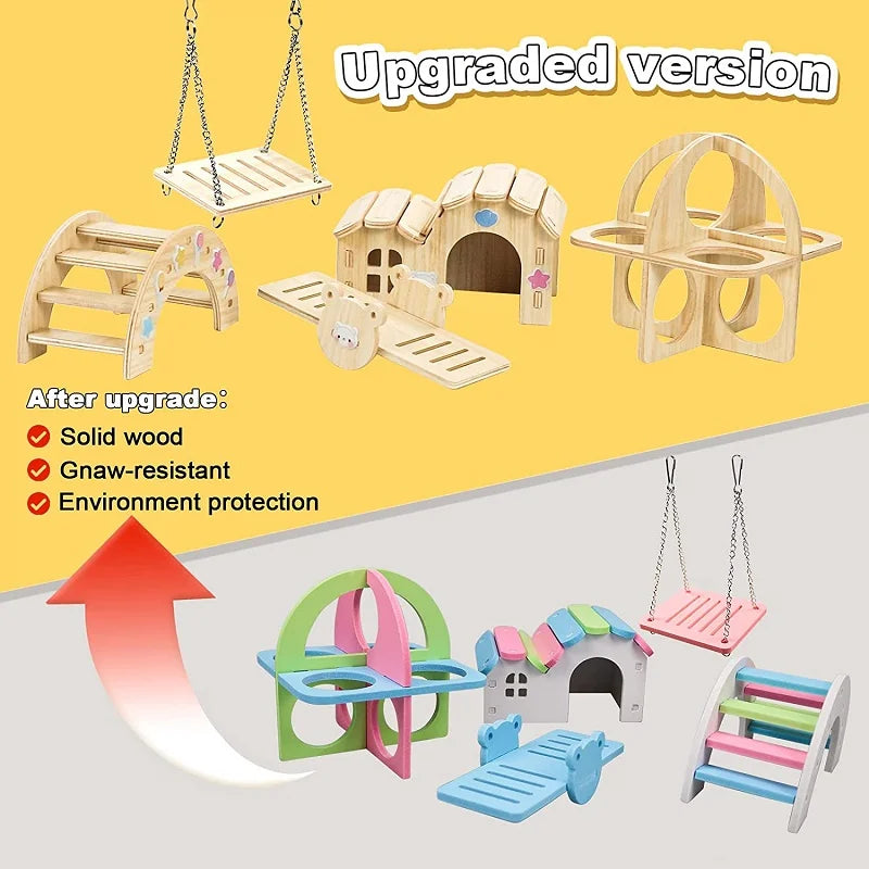 Hamsters House DIY Wooden Gerbil Hideout Bridge
