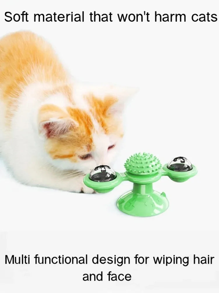 Windmill Cat Toy Interactive Pet Toys for Cats Puzzle Cat Game Toy With Whirligig Turntable for Kitten Brush Teeth Pet Supplies