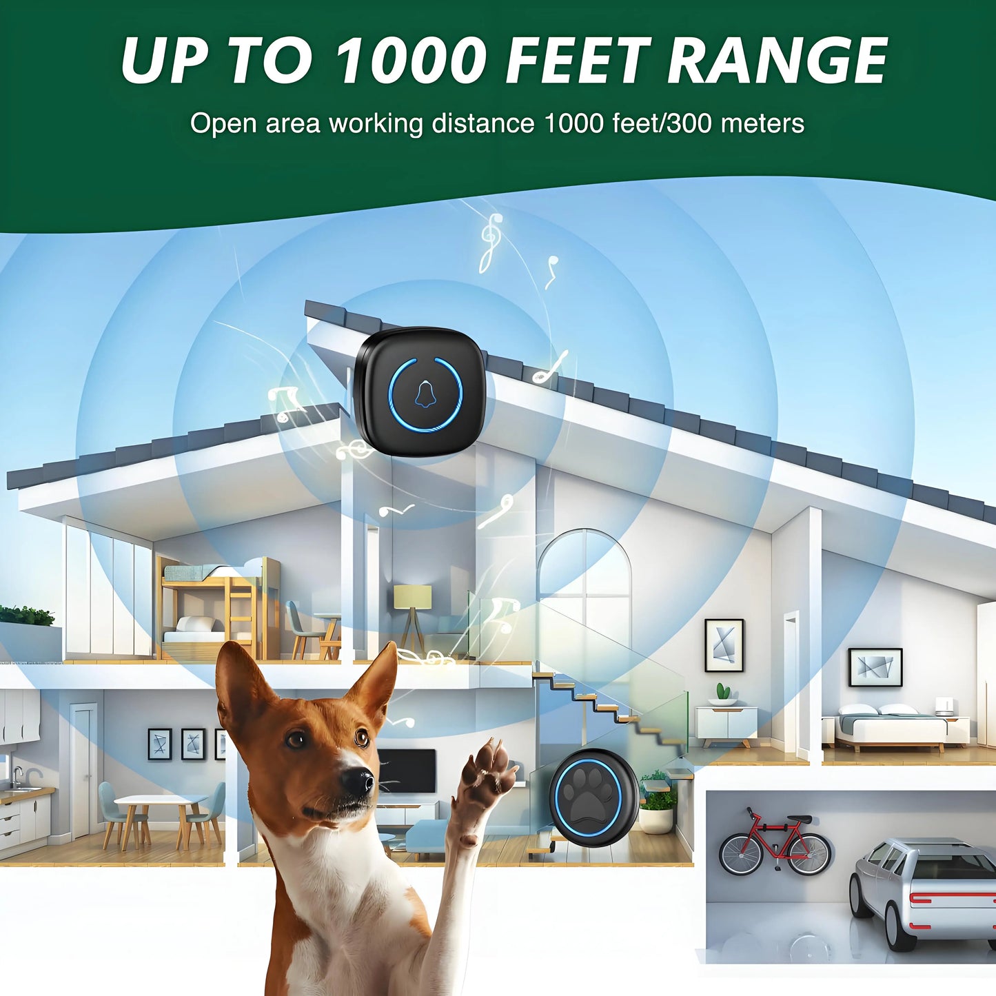 "Wireless Dog Potty Training Bell – Waterproof, Long Range, 60 Chimes"