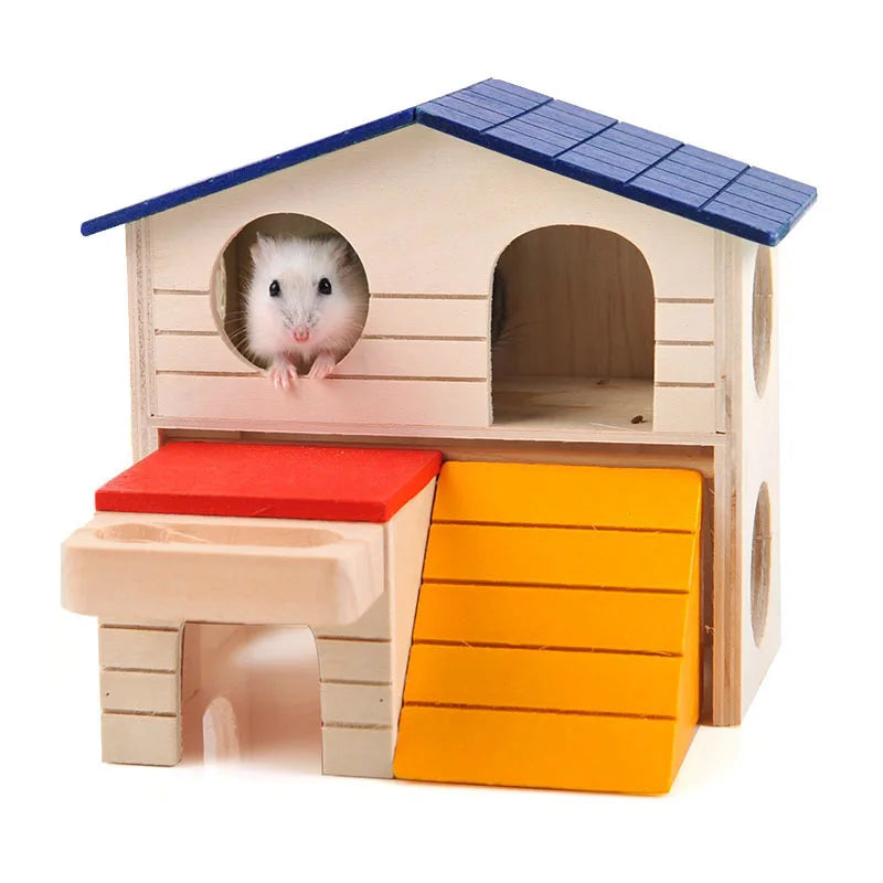 Layered Wooden House Hamster House Fun Little Pet Villa