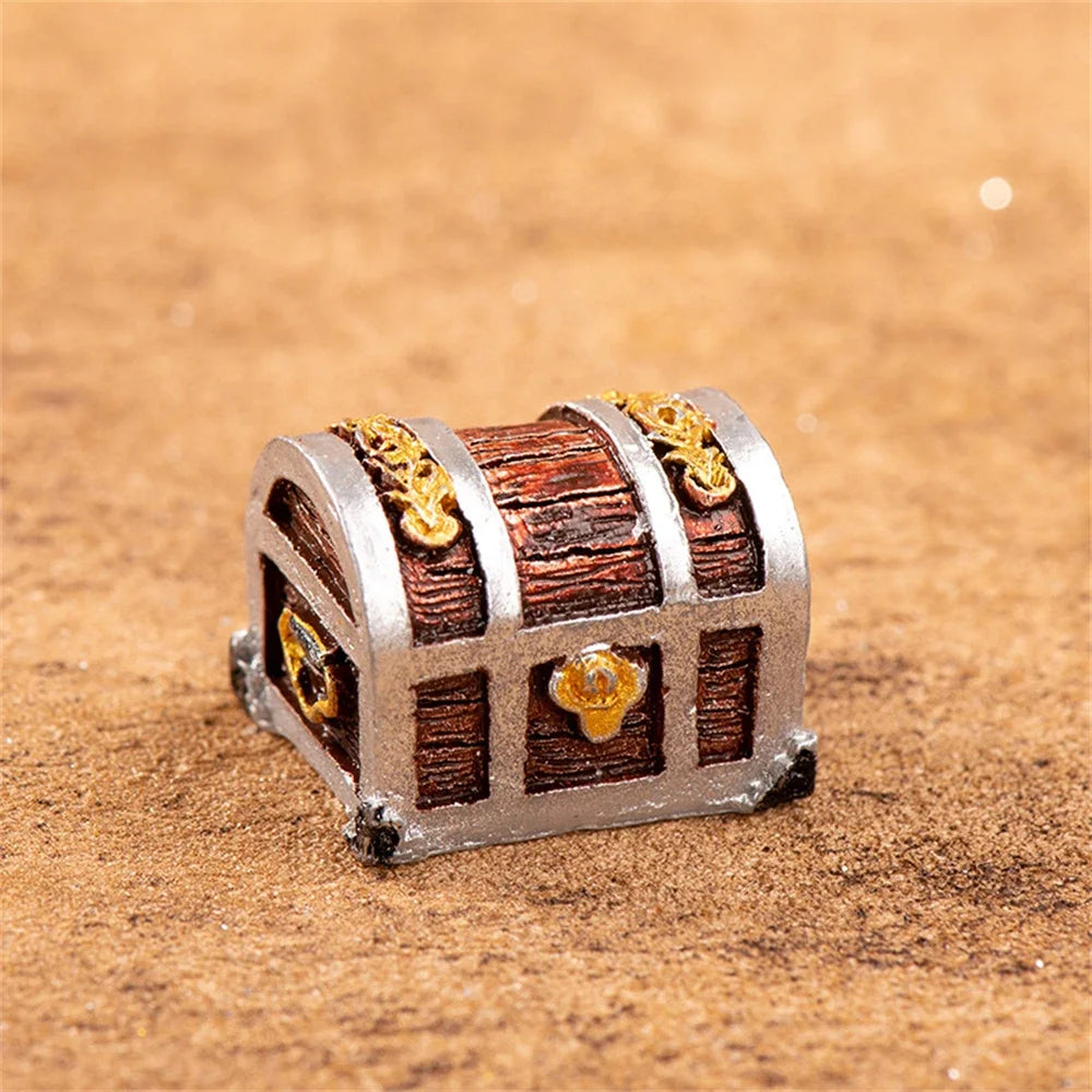 Mini Aquarium Ornament Simulation Treasure Chest Box Antique Resin Fish Tank Landscape
